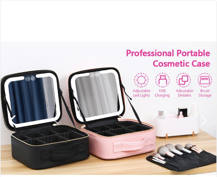 MALETA MAQUILLAJE CON ESPEJO LED